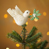 Mistletoe Peace Dove Tree Topper - Hand Felted Organic Wool