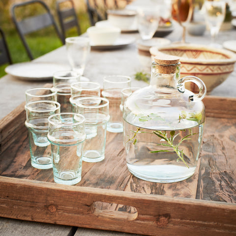 Moroccan Handmade Recycled Glass Beldi Tumbler - Clear