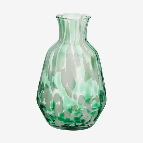 Mottled Green White Clear Glass Carafe Jug