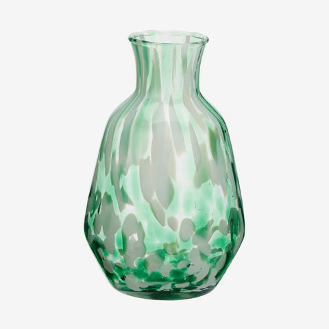 Mottled Green White Clear Glass Carafe Jug