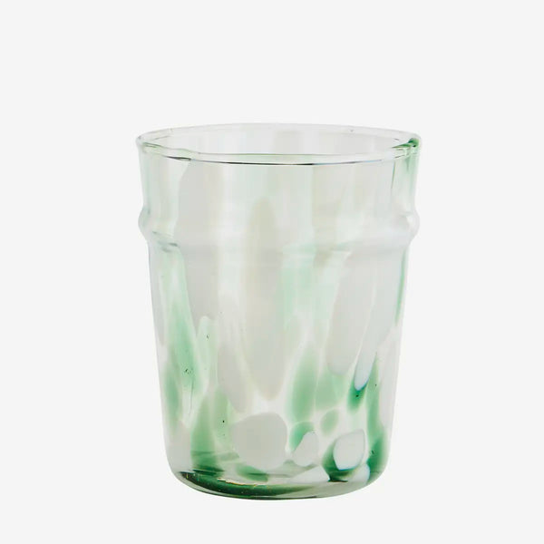 Mottled Green White Clear Glass Tumbler - Set of Four