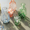 Mottled Green White Clear Glass Tumbler - Set of Four
