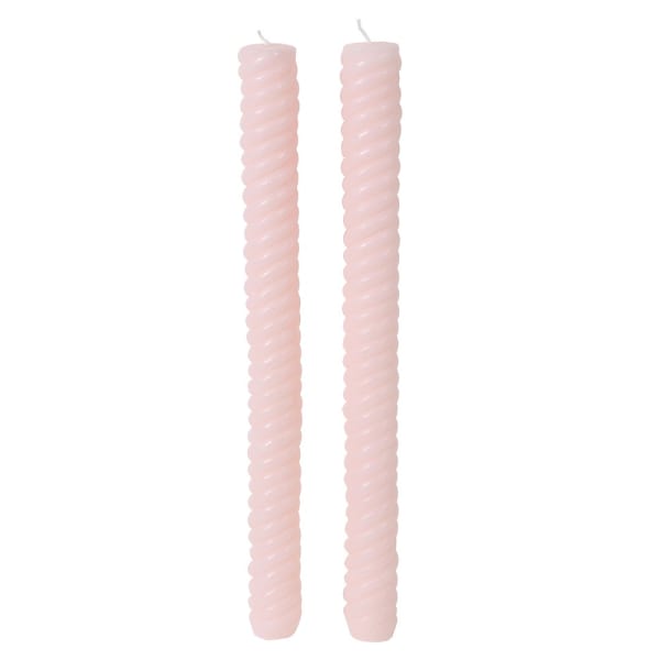 Pair of Spiral Dinner Candles Pink