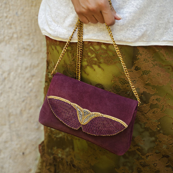 Nahua Aku Suede Clutch Bag - Burgundy