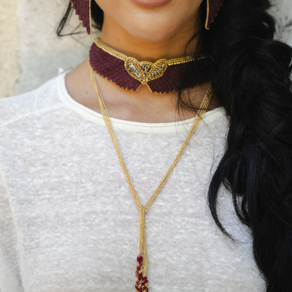 Nahua Angus Necklace - Burgundy