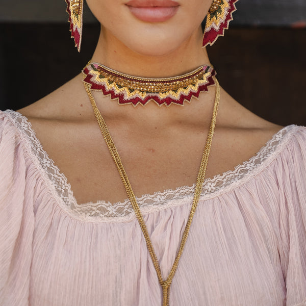 Nahua Mahi Necklace - Burgundy