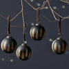 Black and Brass Round Decorative Baubles - Set of Four