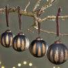 Black and Brass Decorative Baubles - Set of Four