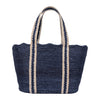 Navy Scalloped Tote Bag - Large - Braided Rug Company