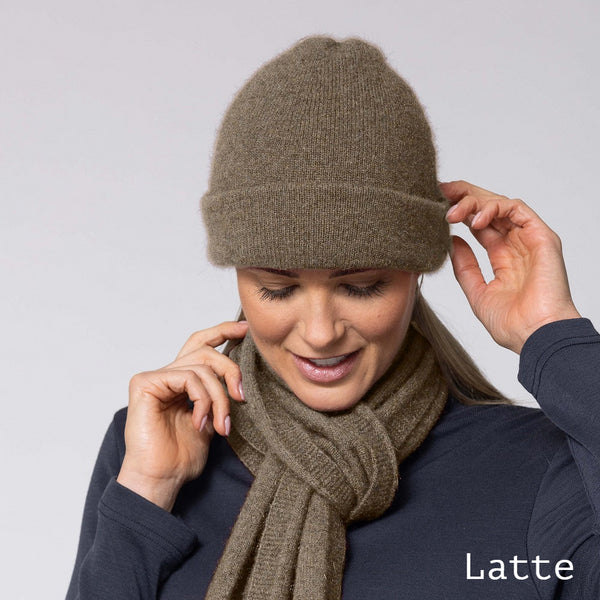 Noble Wilde Possum Merino Beanie Hat Latte