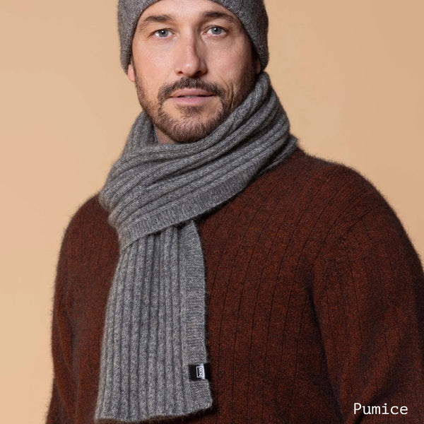 Noble Wilde Possum Merino Rib Scarf - Pumice