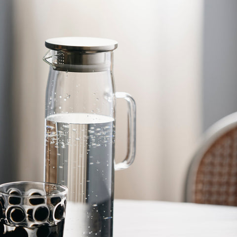 Glass Pitcher with Chrome Lid