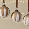 Feather Design Gold and Cream Decorative Baubles - Set of Four