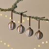 Feather Design Gold and Cream Decorative Baubles - Set of Four