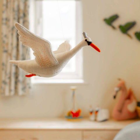Odette Swan Mobile - Hand-Felted Organic Wool