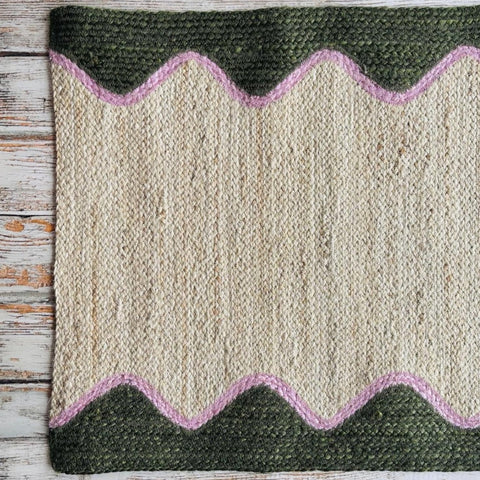 Olive Wave Runner - The Braided Rug Company