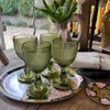 Diamond Wine Glass - Olive Green - Set of Four