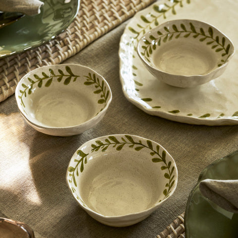 Olive Leaf Stoneware Nibble Bowl - Set of Three
