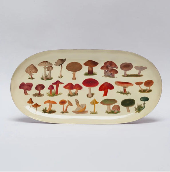 Oval Enamel Tray - Fungi