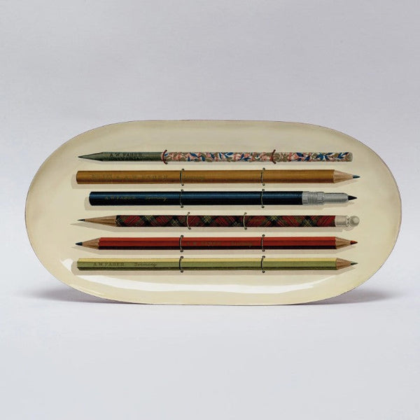 Oval Enamel Tray - Vintage Pencils