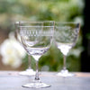 Vintage Style Long Stem Wine Glass Crystal Ovals Design Set of Six
