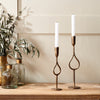Golden Hand Forged Iron Teardrop Candlestick - Two Sizes