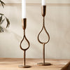 Golden Hand Forged Iron Teardrop Candlestick - Two Sizes