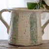 Green Stripe Terracotta Pot with Handles