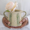 Green Stripe Terracotta Pot with Handles
