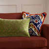 Paisley Block Printed Velvet Cushion - Green