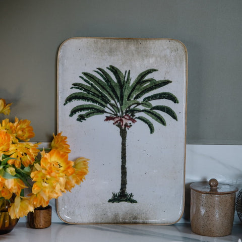 Enamelled Palm Tree Tray - Large - Boncoeurs﻿