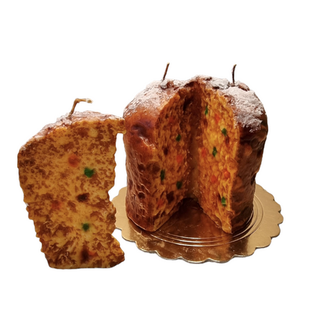 Handmade Panettone with Slice Candle