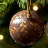 Papier-Mâché Sprig Bauble - Cocoa and Gold - Set of Three