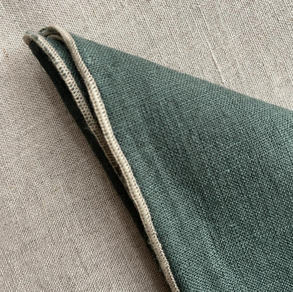 Pure Linen Napkin with Natural Overlocked Edge - Pigeon - Green Grey