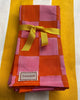 Pink and Orange Checkerboard Napkins - Set of Four