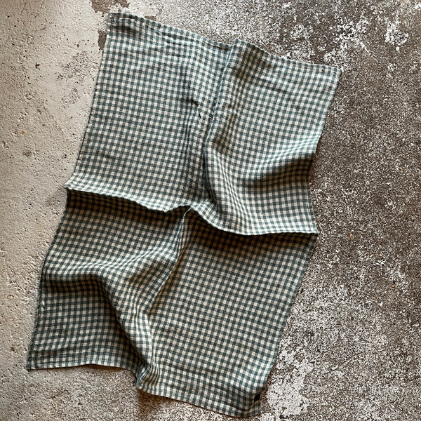 Pure Linen Teatowel Small Checked Pigeon