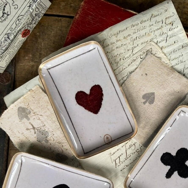 Enamelled Heart Playing Card Tray - Mini - Boncoeurs
