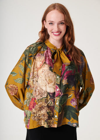 Primula Gold Pussy Bow Blouse - One Hundred Stars