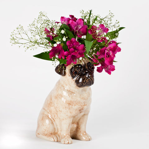 Pug Flower Vase - Fawn - Quail Ceramics