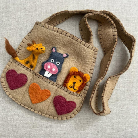 Handmade Puppet Bag - Wild Animals B - Fairtrade
