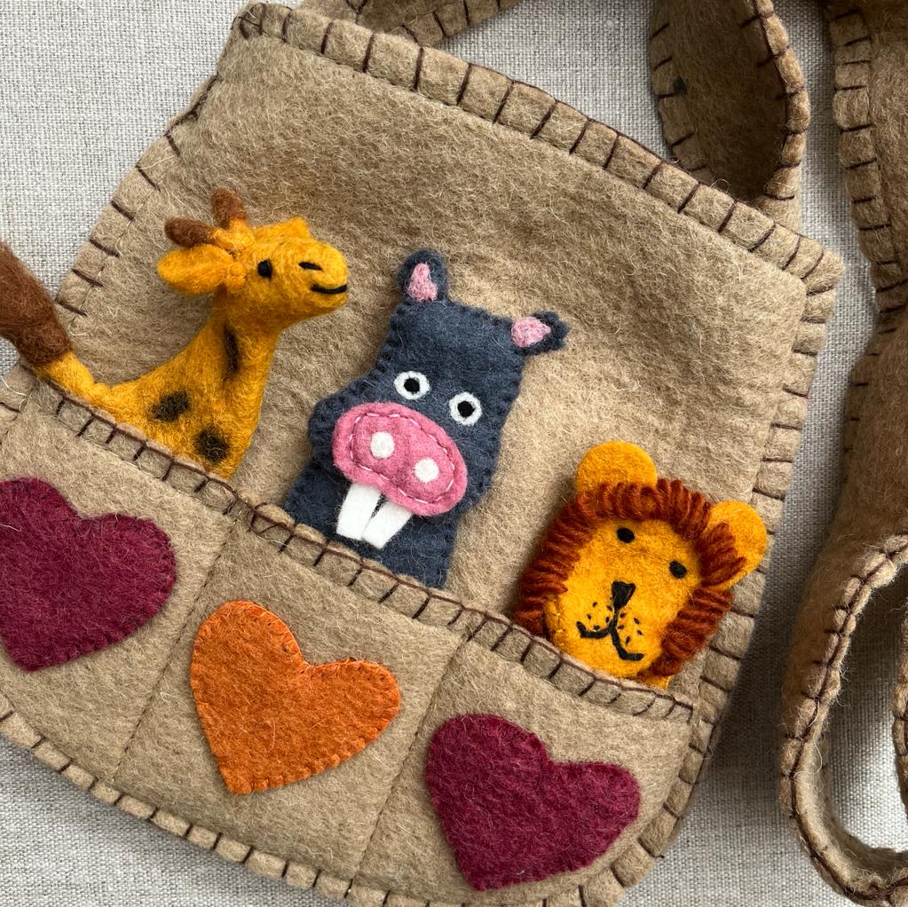 Handmade Puppet Bag Wild Animals B Fairtrade