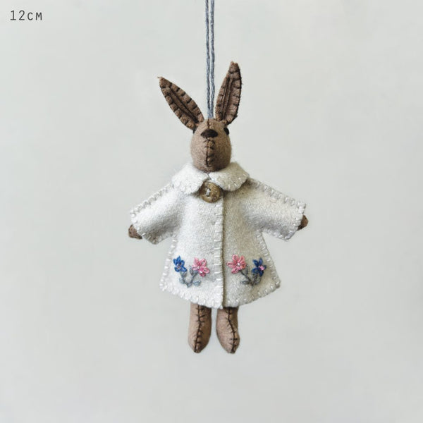 Little Hanging Felt Rabbit - Cream Jacket