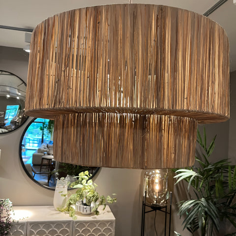 Large Raffia Wrapped Lampshade