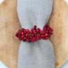 White Wooden Berries Napkin Ring - Set of Four