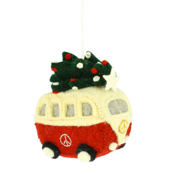 Red Chrismtas Camper Van Felt Decoration