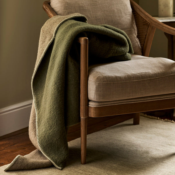 Reversible Wool Throw - Moss