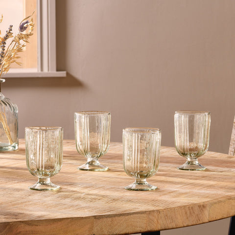 Ribbed Recycled Glass Small Wine Glass - Set of Four