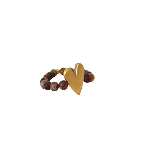 Ring Sweet Heart - Brown Jasper - Ibu Jewels