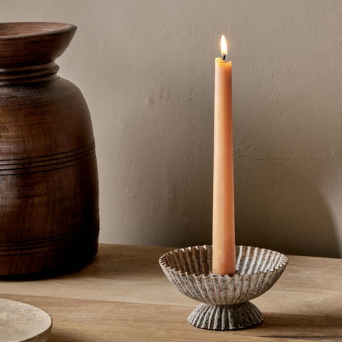 Rustic Iron Fluted Cup Candle Holder
