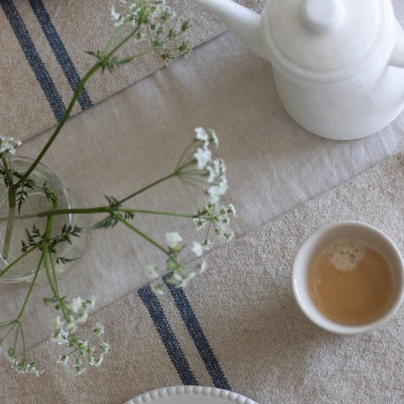 Rustic Stripe Grainsack Table Runner - Navy, Red, Grey or Natural